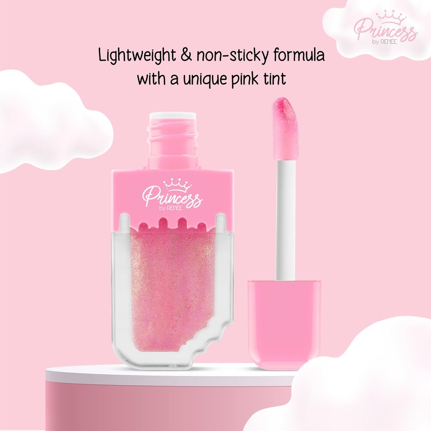 Princess By RENEE Sugar Sparkles Colour Changing Lip Gloss | For Pre-Teens | PH-Activated | Lightweight | Non-sticky & Non-Drying Formula with Shimmery Effect | For Soft & Supple Lips | Vitamin E Infused | 4 Ml