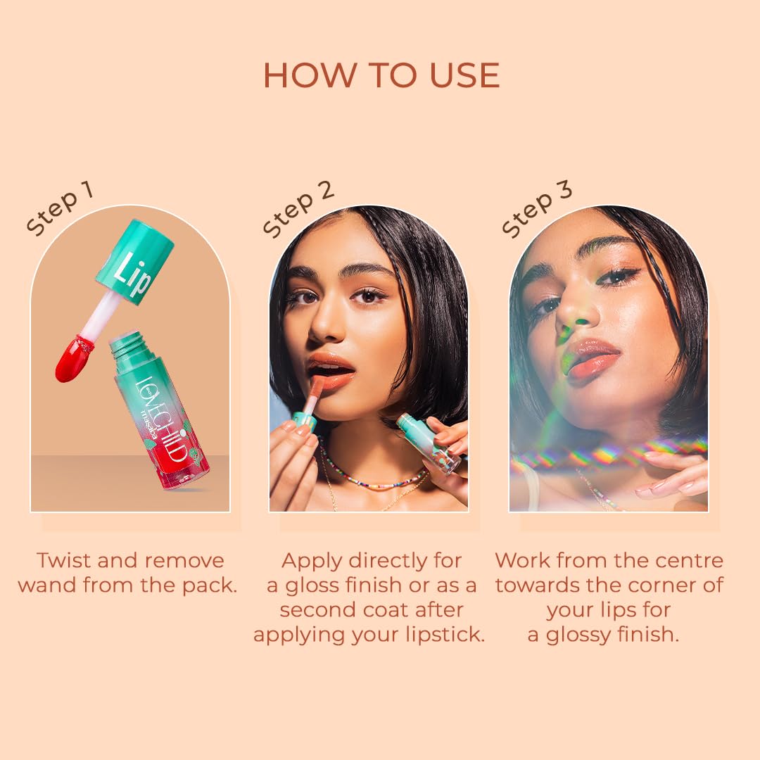 LoveChild Masaba Lip Gelato Tinted Lip Oil | Hydrating, Luminous finish |With Vitamin E, Jojoba oil, Hyaluronic Acid & Shea Butter, Raspberry Rose, 5ml
