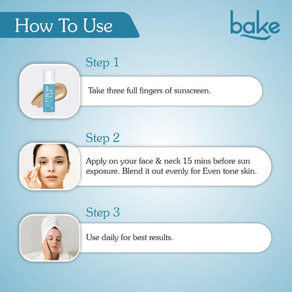 BAKE 2% Multi Peptide Tinted Sunscreen SPF 70 PA+++ with 2% Niacinamide | Water & Sweat Resistant, Broad Spectrum Sunscreen | For All Skin Types | For Men & Women - 50g