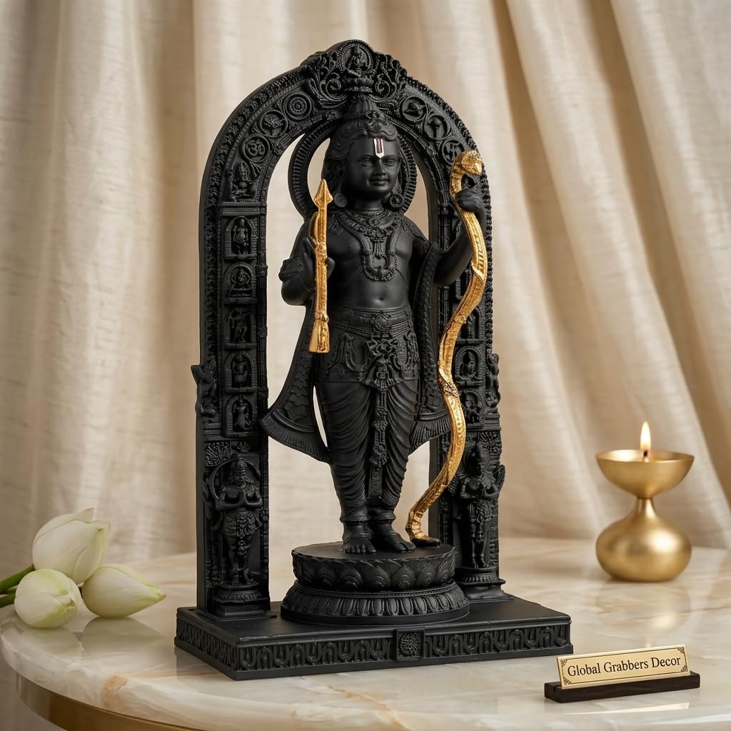 Polyresin 3D Ram Lalla Ayodhya Idol Statue Showpiece Murti for Home Decor Decoration Gift Gifting Items