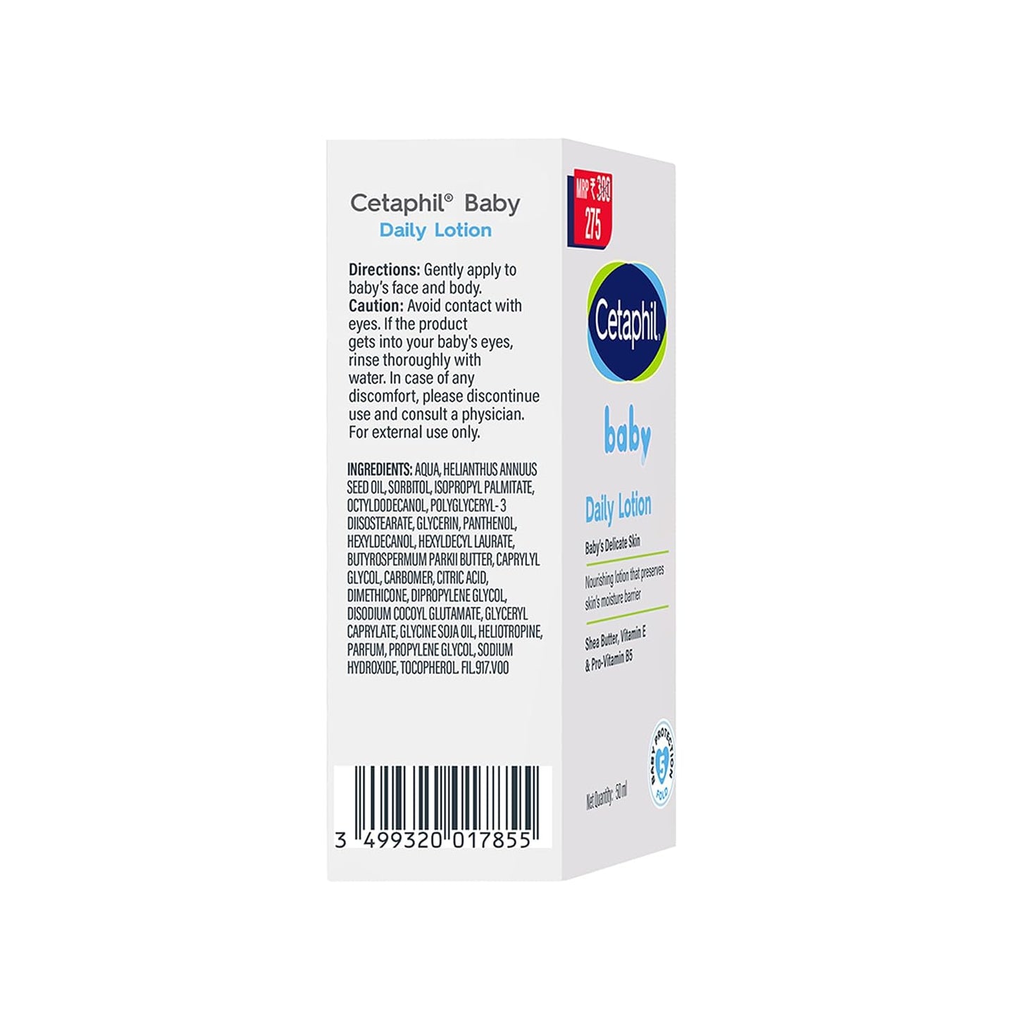 Cetaphil Baby Daily Lotion, Suitable for baby’s delicate skin, Shea Butter and Vit E, Dermatologist Tested and Pediatrician Recommended, 50 ml