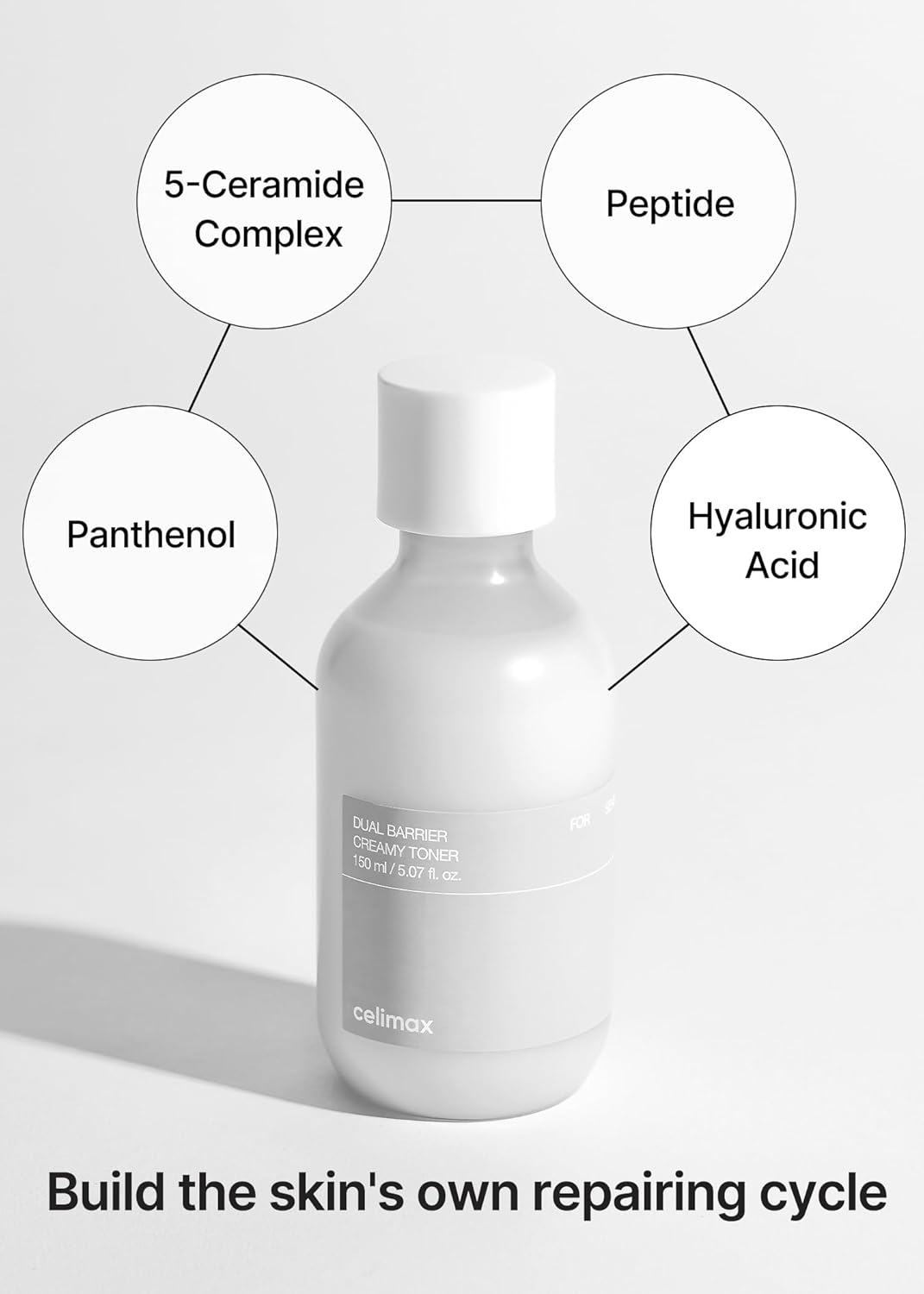 Celimax Dual Barrier Creamy Toner (150ml) with Ceramides, Peptides | Barrier Repair Hydrating Toner for Sensitive Skin | Oil-Free, Alcohol Free, Calming, Soothing, Non-Irritating | Korean Skincare