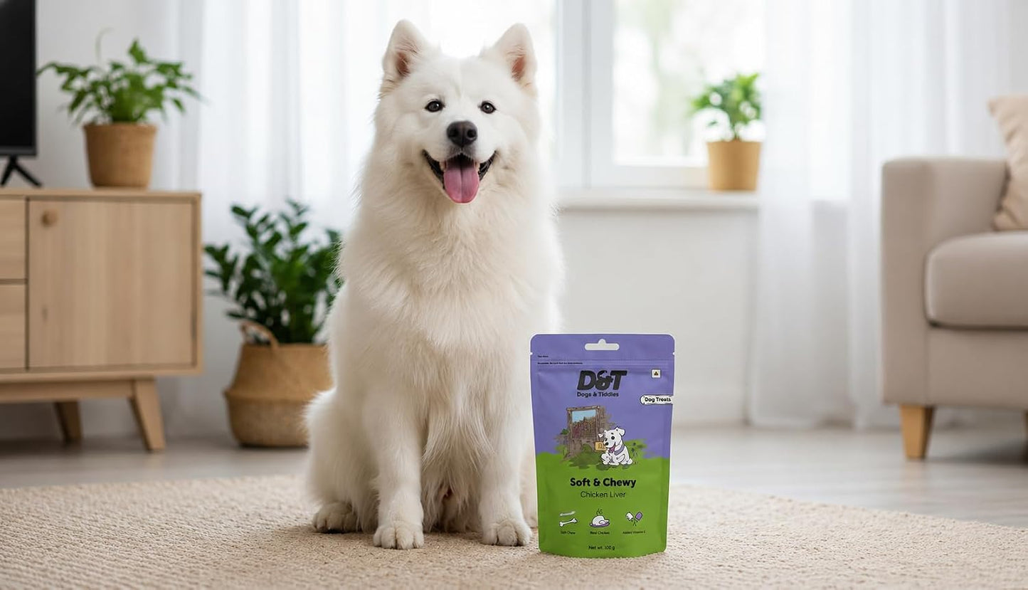 Dogs & Tiddles Blueberry & Real Chicken Dog Treats for Puppies & Adult Dogs, 100g | Soft & Chewy Puppy Treats | Easily Digestible and Healthy|Tasty Training Treats and Dog Snacks