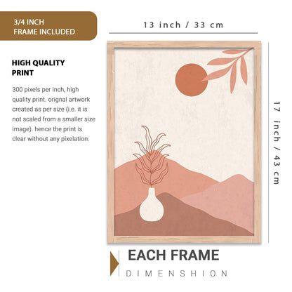 Boho Art Home Decoration Painting Paintings With Frame For Living Room Bed Room Hotel Wall Decor Digital Reprint Set of 3 (13x17 inch)