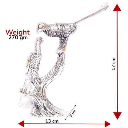 Love Birds Couple Kissing Sitting on Tree,Animal Showpiece for Home Decorative Statue, Gift for Boyfriend,Girlfriend,Wife,Husband,Friends,Happy Home Decoration Idol Showpiece (Silver)