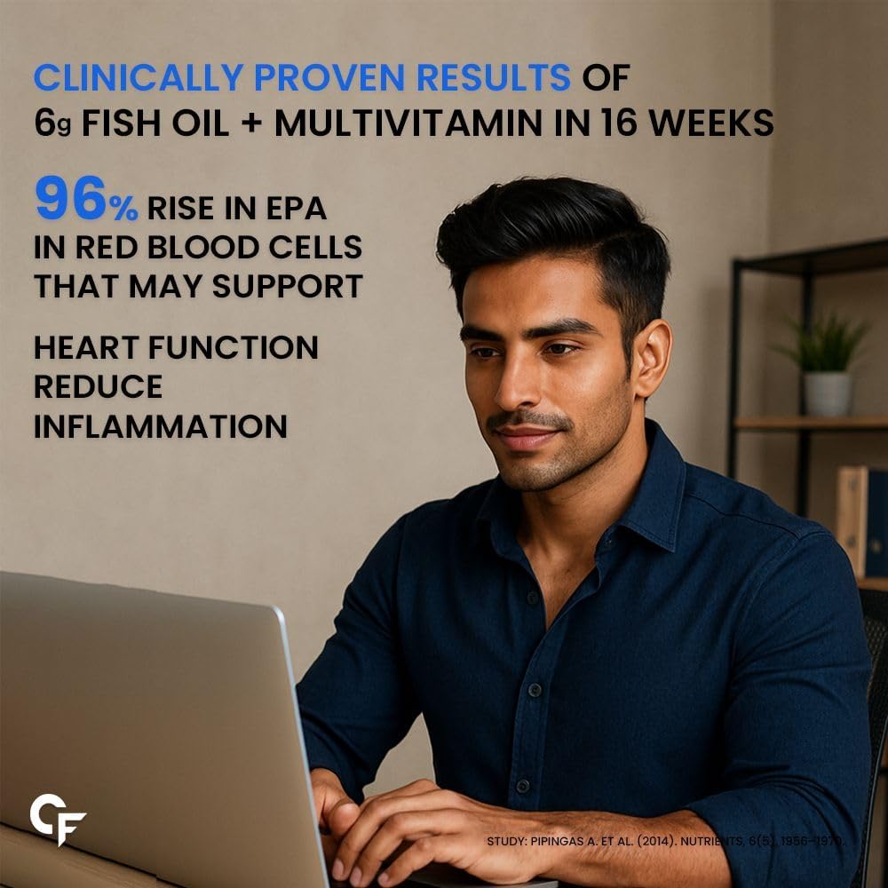 Carbamide Forte Multivitamin Tablet for Men with Probiotics & Salmon Omega 3 fish Oil Capsules | Salmon Fish Oil Omega 3 Capsule 1000mg and Multivitamin Tablets Combo | 60 Tablets + 60 Softgels
