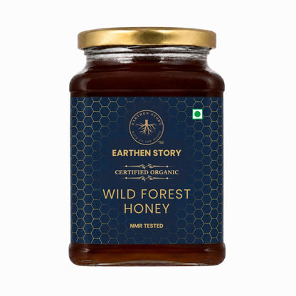 Earthen Story Certified Organic Wild Forest Honey 250 g | NMR & Lab Tested for 290+ Pesticides | NPOP Approved & Traceable with Transaction Certificate | Raw Honey in Glass Jar