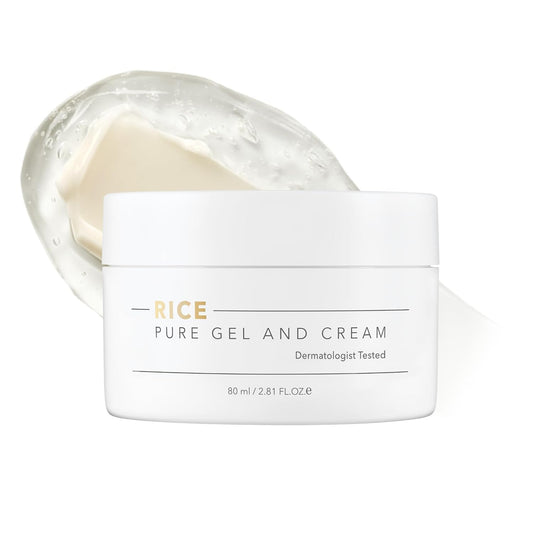 THANKYOU FARMER Rice Pure Gel & Cream (80ml) 2-In-1 Moisturizer With Blend Of Soothing Gel, Hydrating, Nourishing Cream for Dry & Sensitive Skin with Rice Extract, Ceramide & Niacinamide | Korean Daily Face Moisturizer