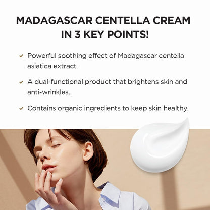 SKIN1004 Madagascar Centella Cream | Korean Face Moisturizer with Organic Ingredients | Hydrating, Brightening & Anti-Wrinkle Skincare, 30ml