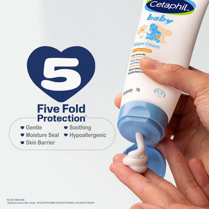 Cetaphil Baby Diaper Rash Cream with Organic Calendula 70 g | Soothes, Repairs & Protects from First Use | Zinc Oxide Barrier, Chamomile & Shea Butter | For Sensitive Baby Skin