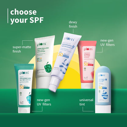 Plum Green Tea & Zinc Super-Matte Gel Sunscreen SPF 50 PA ++++ | 50g | Formulated for Oily, Combination and Acne Prone Skin | Protects & Controls Oil | Lightweight, No White Cast & Non-Sticky | Vegan |