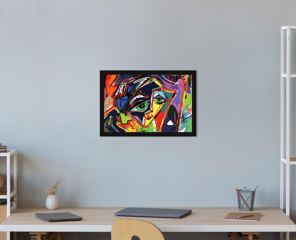 Abstract Faces Wall Decor Paintings with Frame for Home Decoration - Painting for Living Room - Framed Painting for Wall Decoration, 12.0 X 18.0 inches, Set Of 1