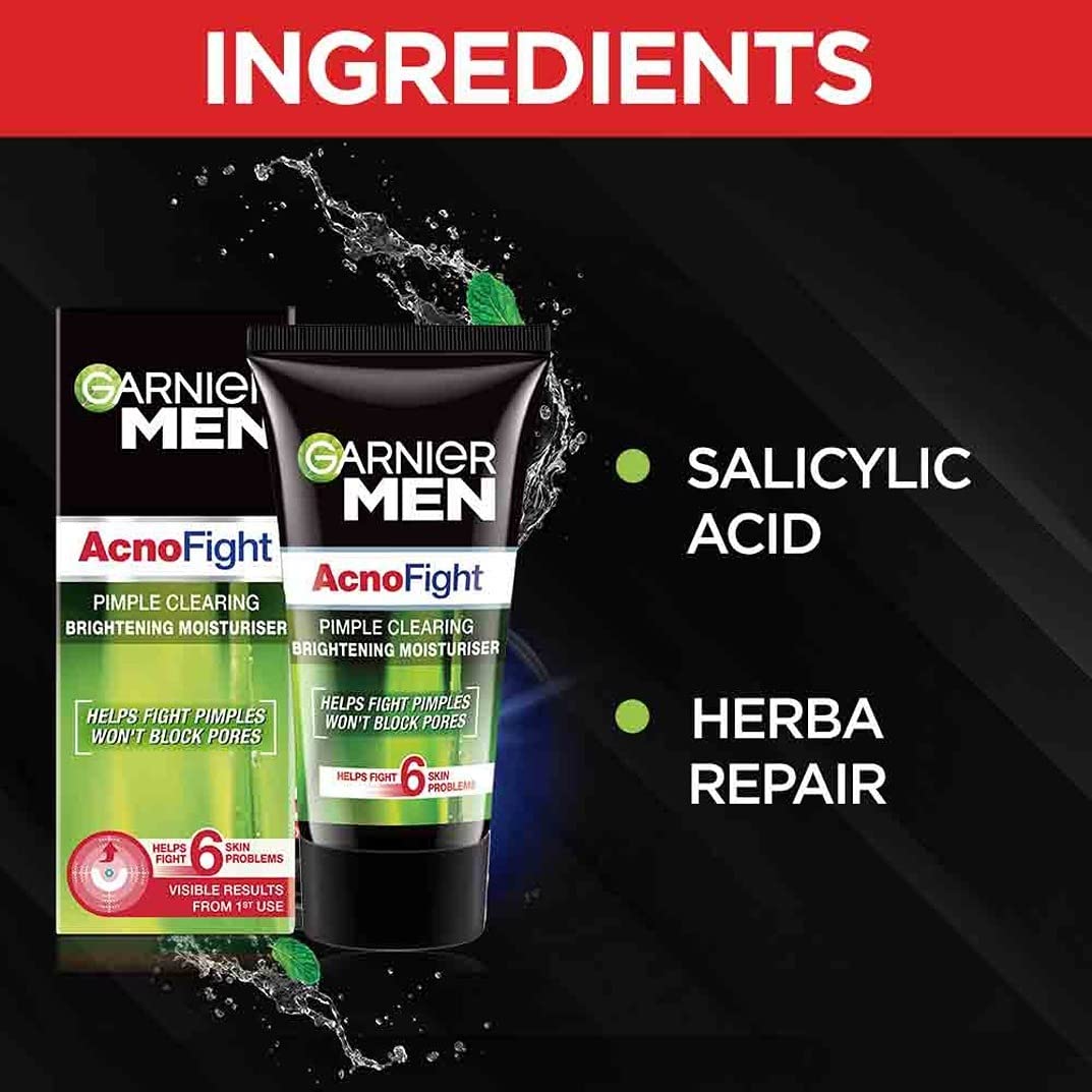 Garnier Men Acno Fight Pimple Clearing Brightening Moisturizer, 45g & Garnier Bright Complete VITAMIN C YOGHURT Night Cream, 40g
