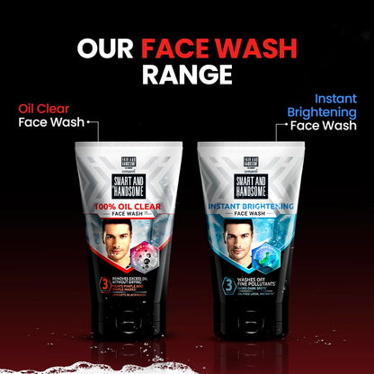 Smart And Handsome Instant Radiance Oil Clear Face Wash | All Day Oil-Free Look | Fades Pimple Marks | Reduces Blackheads | With 2% Salicylic Acid | 150GM