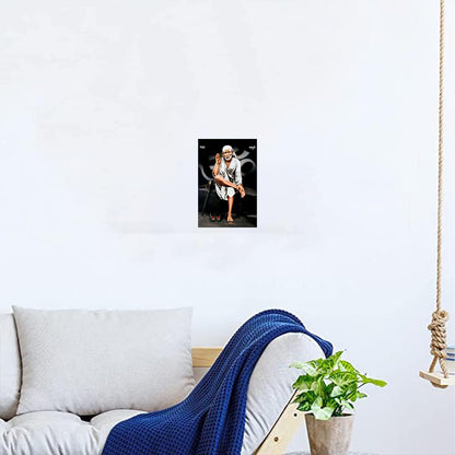 Saibaba Paintings for Living room, Saibaba Poster Big Size with Sparkle Coated Lamination - 2253 (Self Adhesive) 18x24 Inch
