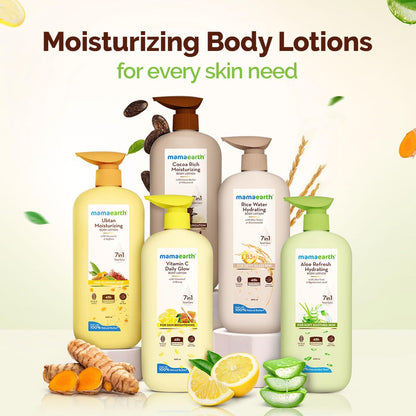 Mamaearth Aloe Refresh Hydrating Body Lotion with Aloe Vera & HA for Soft Soothed Skin 400ml | 48H Moisturization in Summer| 100% Natural Aloe Vera| Lightweight, Non-Sticky Smooth Skin| All Skin Types
