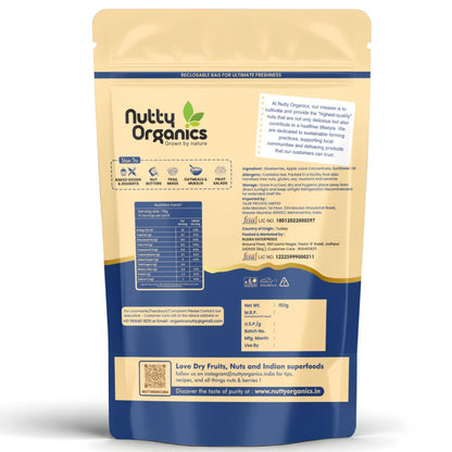Nutty Organics Whole Dried Blueberries 150g | No Refined Sugar | 100% Natural | Rich in Antioxidants & Fiber | Premium Imported Dry Frui
