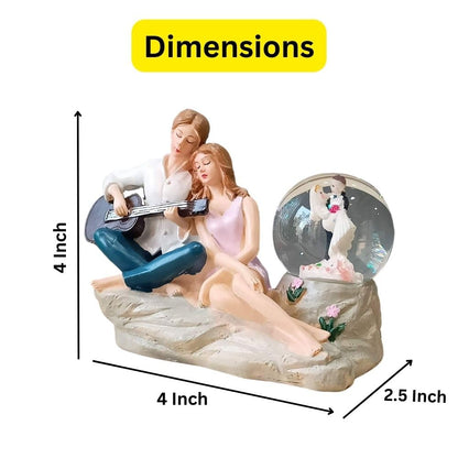 Romantic Love Couple Glass Ball Miniature Statue Showpiece for Gift Husband Wife Girlfriend Boyfriend Girls Boys- Home Decor Items -Decorative Showpieces Gift Items for Home Living Room