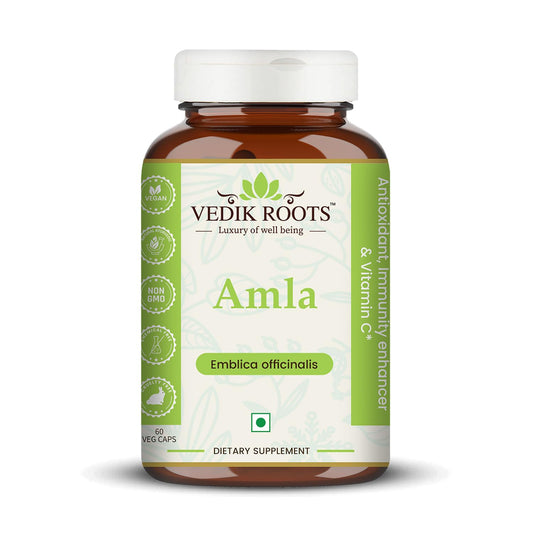 Amla Capsules 60_ Organic Hair Growth & Vitamin C Herbal Supplement Antioxidant Immunity Enhancer Natural Source of Vitamin C (Pack of 1)