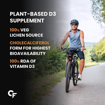 Carbamide Forte Vitamin D3 K2 Supplement | Vitamin K2 MK7 To Support Bone & Heart Health | Veg D3 - Lichen - 120 Tablets
