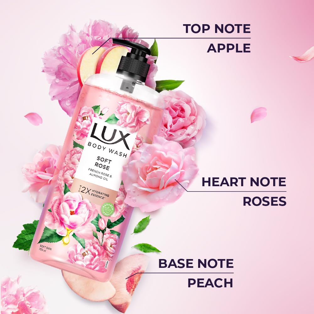 Lux Soft Rose Bodywash with French Rose & Almond Oil, 750 ml