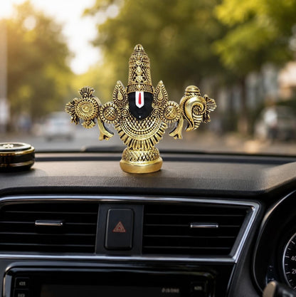 Gold Art India Lord Venkateswara Balaji Idol | Gold-Plated Antique Matte Finish Murti | 3.5 x 4.2 inch | Tirupati Balaji Statue for Home Mandir, Office & Gifting
