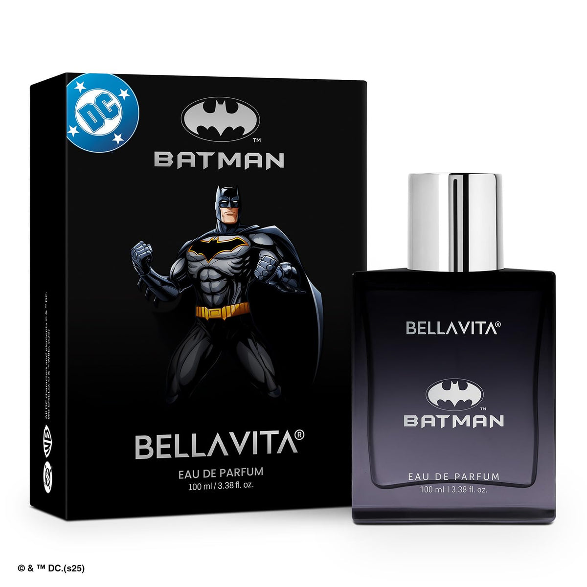Bellavita Batman Eau de Parfum with packaging featuring Batman character
