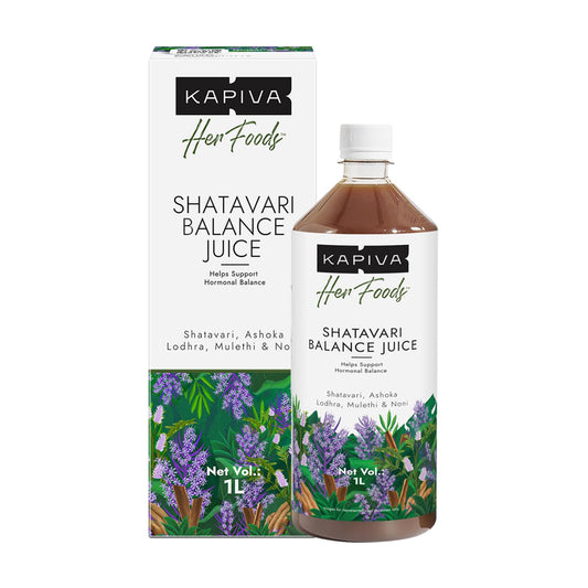 Kapiva Shatavari Balance Juice packaging on a white background