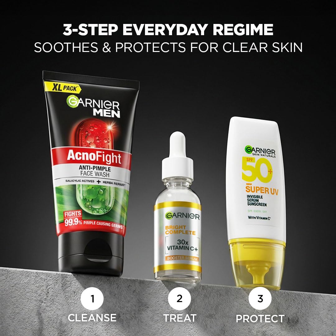 Garnier Men, Anti-Pimple Face Wash, Repairs Skin & Balances Oils, AcnoFight, 155 g