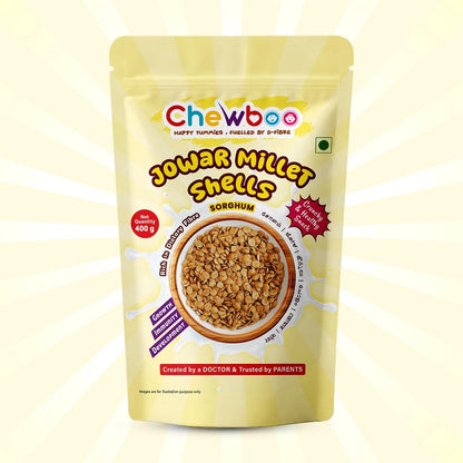 Chewboo Jowar Millet Shells for Kids | Light & Gut-Friendly Fibre Cereal | 72% Jowar & Jaggery | No Refined Sugar | Crunchy Healthy Snack | 400g