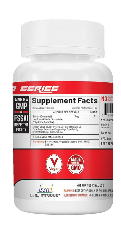 NutriJa Boron 3MG Supplement as Boron Citrate/Aspartate/Glycine Complex in each Serving - 60 Capsules