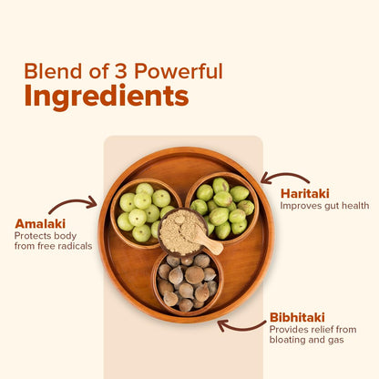 Jiva Triphala Tablet | 100% Ayurvedic Formulation Improves Digestion, Promotes Gut Health & Relives Constipation | Balances 3-Doshas | Excellent For Eye & Hair Issues - 120 Tablets