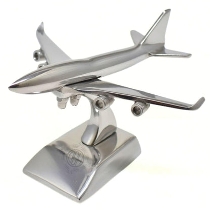 Brass Jet Plane On Stand Table Top Decorative Showpiece for Home Decor & Office Table and Gifting. (Silver)