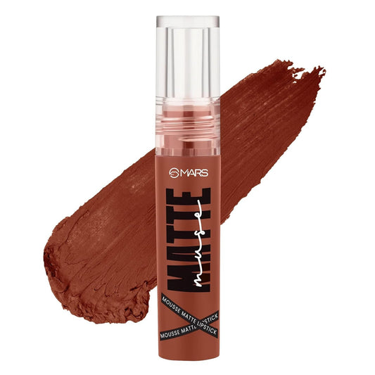 MARS Matte Muse Mousse Lipstick (3ml) (14-RUNWAY QUEEN) with Doe-Foot Applicator | Highly Pigmented | Smooth Texture | Hydrating Formula | Blurry Lips Effect