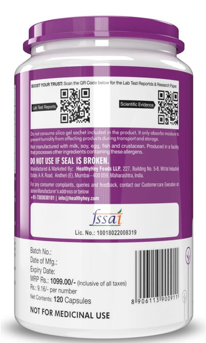 Zephivo HealthyHey Nutrition Vitamin B6 Pyridoxine -120 Veg. Capsules
