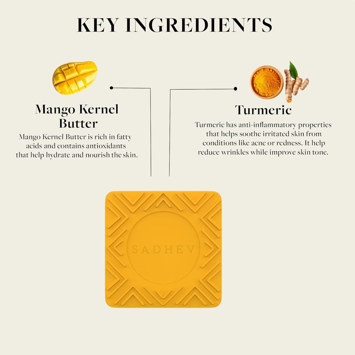 Sadhev Turmeric & Mango Kernel Butter bathing bar - Ayurvedic Soap - 125 Gm