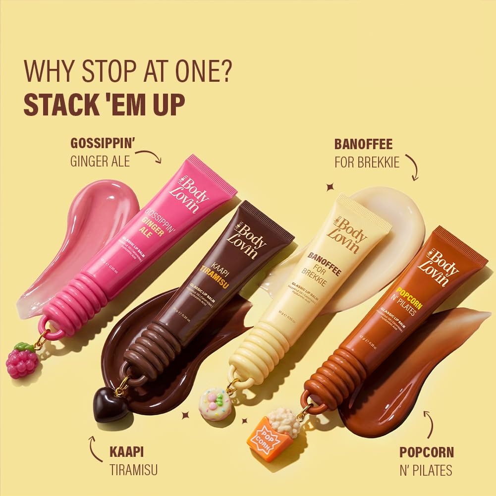 Plum BodyLovin’ Banoffee For Brekkie Glassic Lip Balm | Banana Toffee Nude Gloss Tint | Hydrating Lip Balm with Hazelnut Oil, Ceramides & Hyaluronic Acid | Moisturizes Dry & Chapped Lips | 10 g