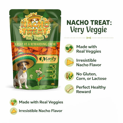 LeafyPaws Nacho Treats Dog Snacks (45g) | Natural Reward Treats for Dogs | 100% Natural Grain Free, Lactose Free, No Added Preservatives (Very Veggie)