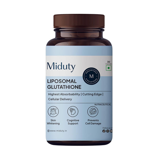Zephivo Miduty by Palak Notes Liposomal Glutathione - Highest Bioavailability - Glutathione for skin - Face glow - Skin Hydration - Liver Health -Detoxification Support - 30 Caps