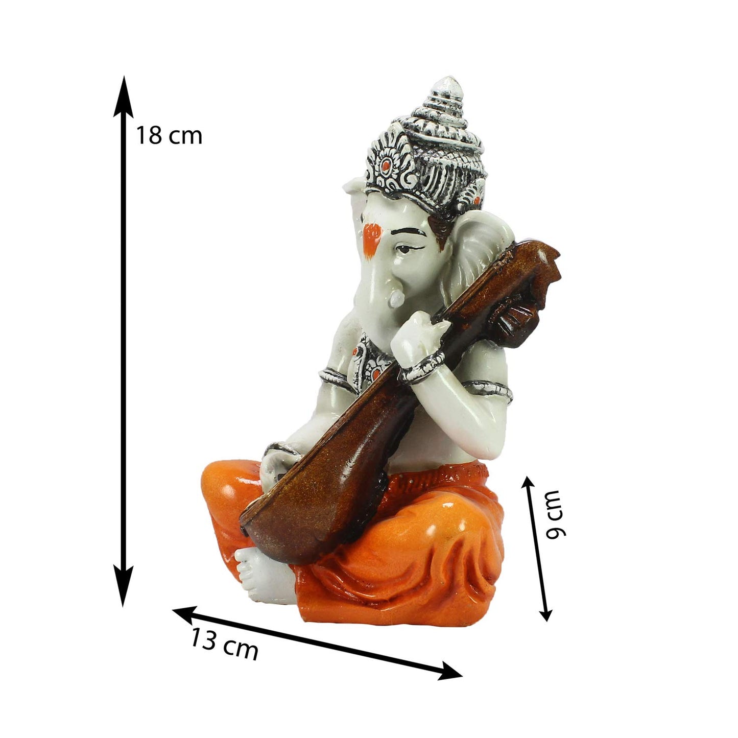 eCraftIndia Lord Ganesha Statue (12 cm x 12 cm x 20 cm, Orange)