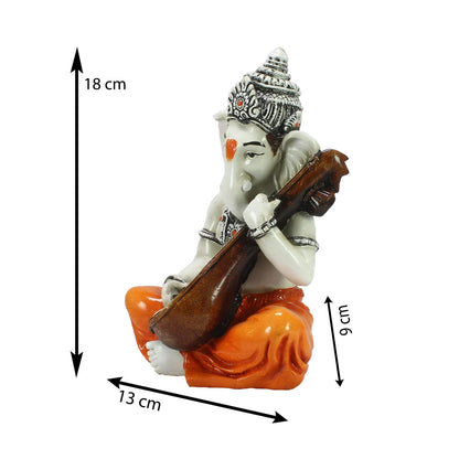 eCraftIndia Lord Ganesha Statue (12 cm x 12 cm x 20 cm, Orange)