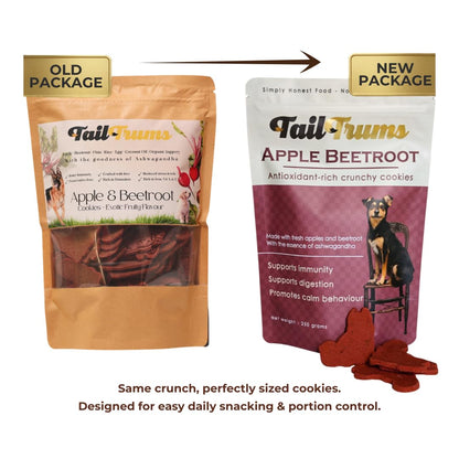 TailTrums Dog Biscuits – Apple Beetroot Cookies with Ashwagandha 750g | Healthy Dog Food | All Breeds | Cookies for Dog, Snacks for Dogs