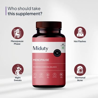 Zephivo Miduty by Palak Notes Menopause Health Supplement - Hormonal Imbalance - Night Sweating - Mood Swings - Bone health - Helps in PMS symptoms - 60 Capsules