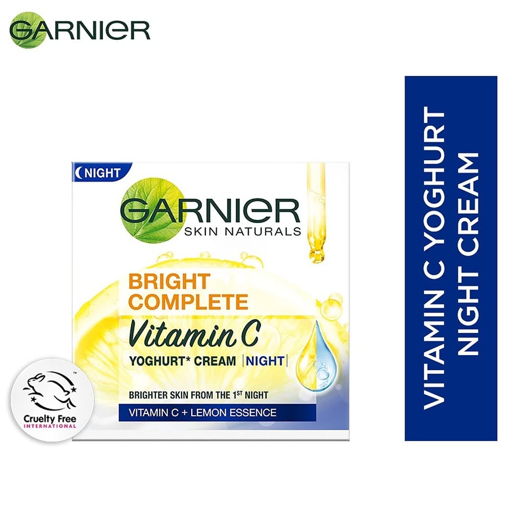 Garnier Skin Naturals, Face Serum, Bright Complete Vitamin C Booster, 30 ml &Garnier Skin Naturals, Night Cream, Anti-Dark Spots & Brightening, Bright Complete Vitamin C Yoghurt, 40 g