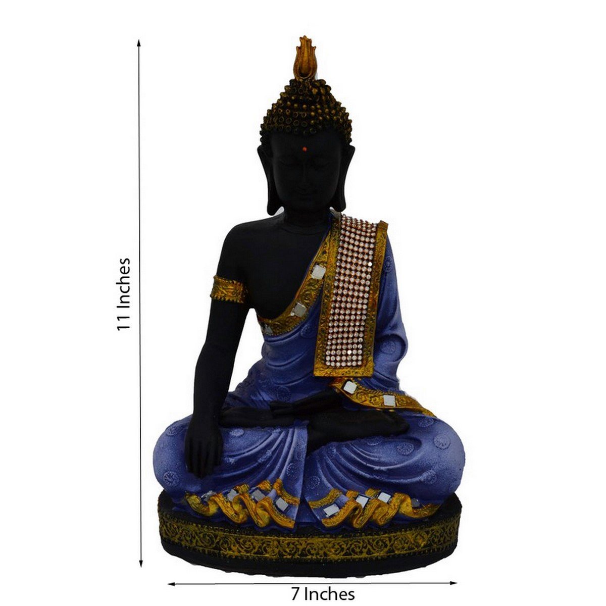 eCraftIndia Meditating Lord Buddha Polyresin Statue (17.5 cm x 12.5 cm x 27.5 cm, Blue and White)