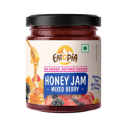 Eatopia Mixed Berry Honey Jam, 70% Berries, Pack Of 1 (240g)