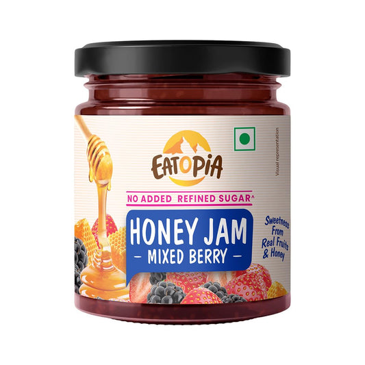 Eatopia Mixed Berry Honey Jam, 70% Berries, Pack Of 1 (240g)