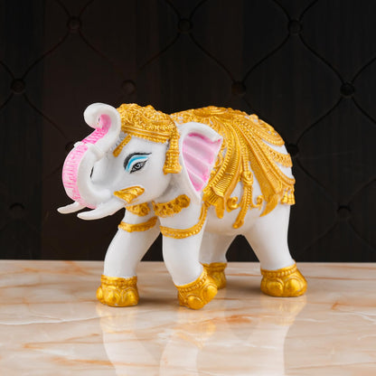 Decorative White and Gold Elephant Figurine Statue 4 INCH