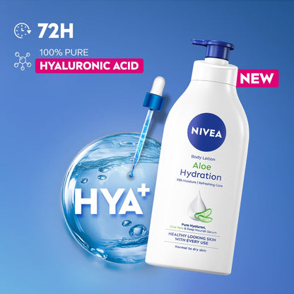 NIVEA Aloe Hydration Body Lotion 600 ml | 72 H Moisturization | Refreshing | Non Sticky Feel | With Goodness of Aloe Vera For Instant Hydrating In Summer | For Men & Women