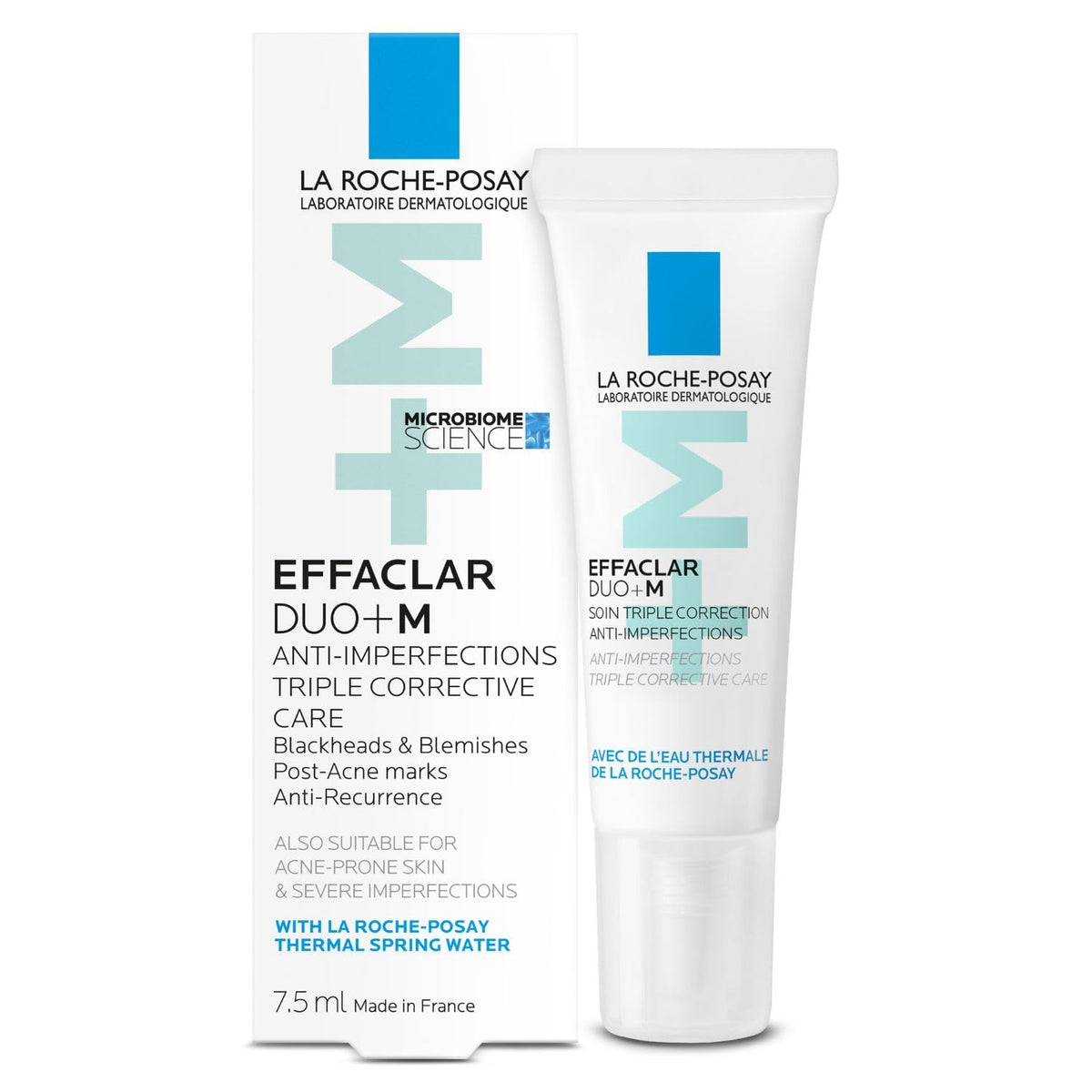 La Roche-Posay Effaclar Duo+M skincare product on a white background